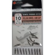 Вертлюг GURZA  ROLING SWIVEL/LINE CLIP  №10  10 шт (тест на разрыв 14 кг)